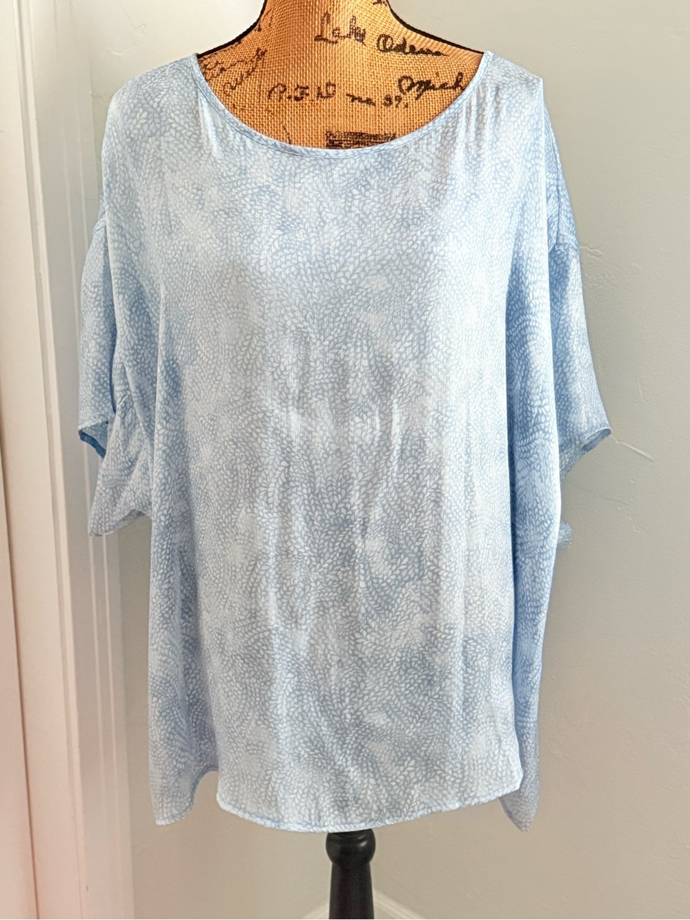 Michael Kors Pale Blue Textured Boatneck Tunic